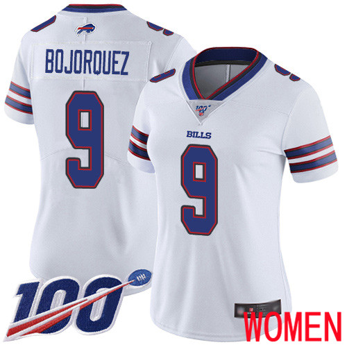 Women Buffalo Bills #9 Corey Bojorquez White Vapor Untouchable Limited Player 100th Season NFL Jersey->women nfl jersey->Women Jersey